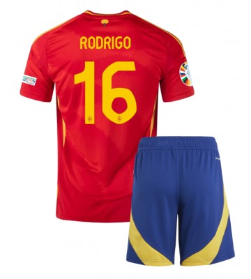 Spanien Rodri Hernandez #16 Hjemmebanesæt Børn EM 2024 Kort ærmer (+ korte bukser)
